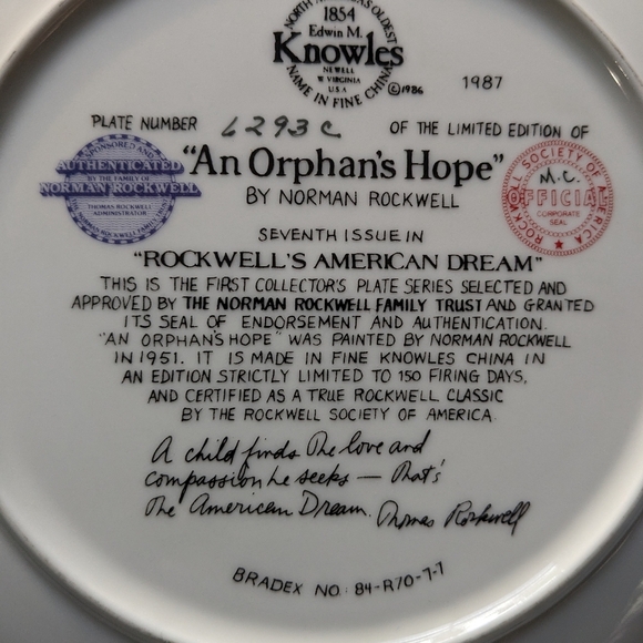 Norman Rockwell Family's Plate by Norman Rockwell. Ceramic - Picture 4 of 7